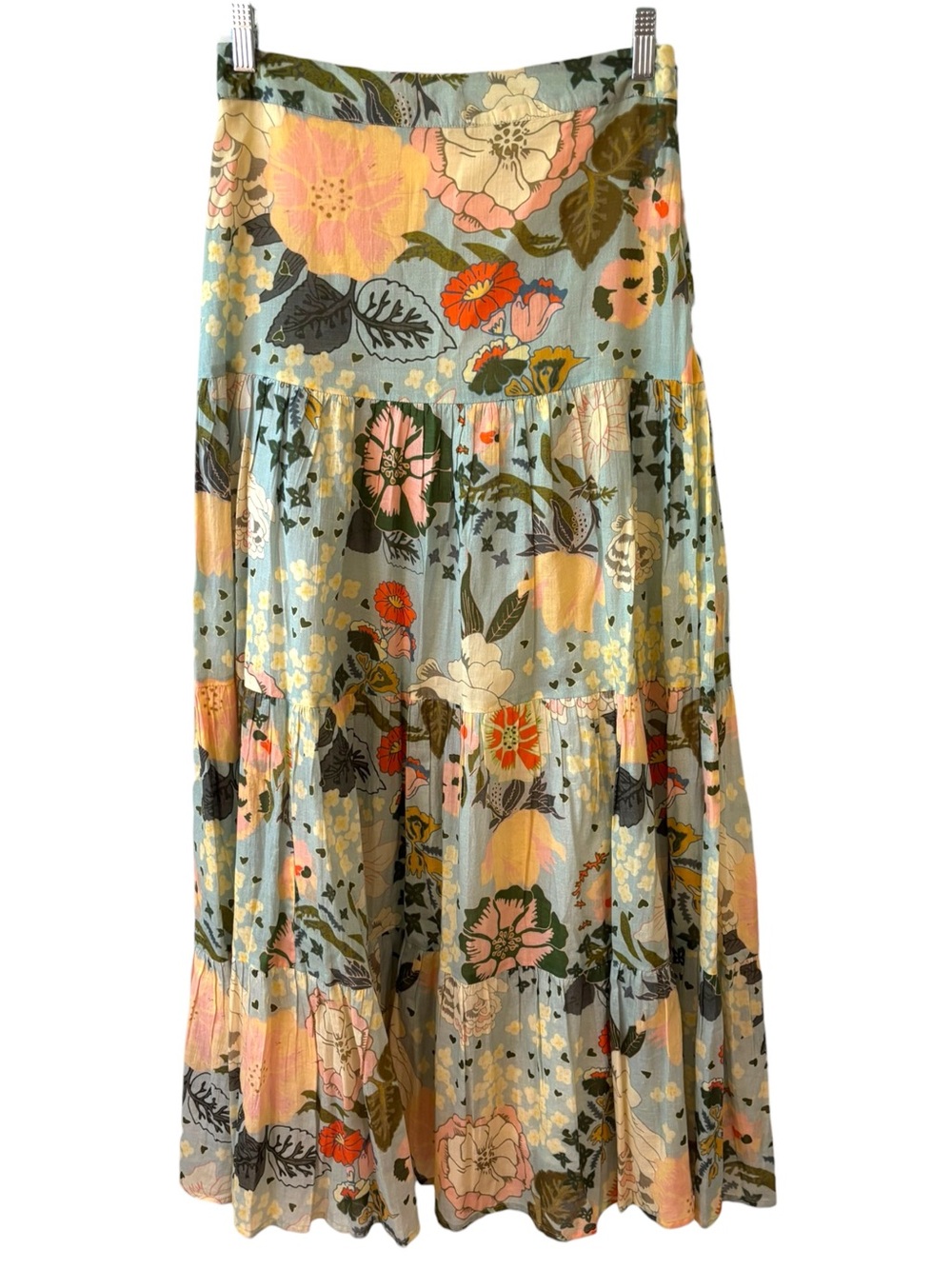 Carolina K for Anthropologie Floral Tiered Maxi Skirt NWT Cotton Boho Size M - Picture 5 of 12
